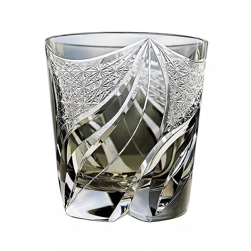 Copo de Whisky Japanese Edo Kiriko K9 em Cristal com Chamas - Haustter