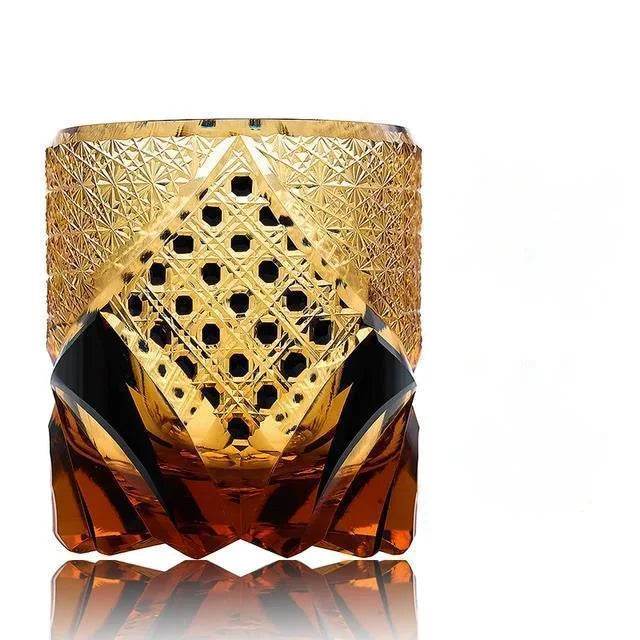 Copo de Whisky Edo Kiriko com Cristais Âmbar - Haustter
