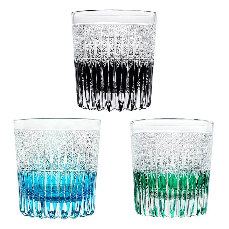 Copo de Whisky Japanese Edo Kiriko Stellar Pulse, Gravado à Mão, com Caixa de Madeira - Haustter