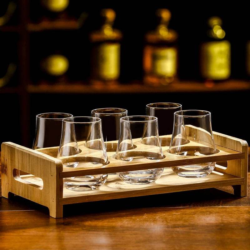 Copos de Whisky Ovalados com Bandeja de Madeira - Haustter