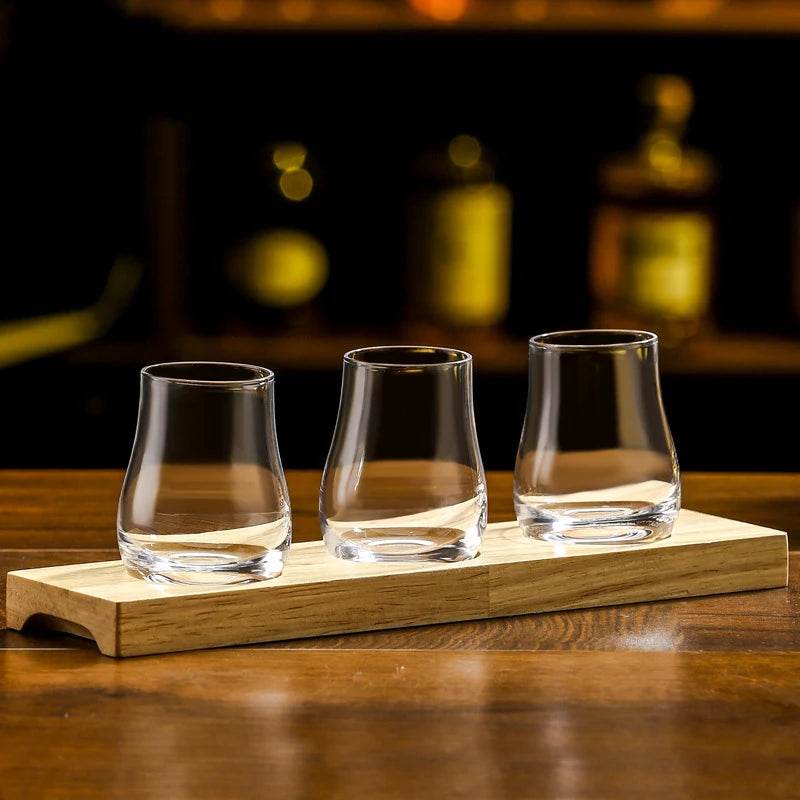 Copos de Whisky Ovalados com Bandeja de Madeira - Haustter