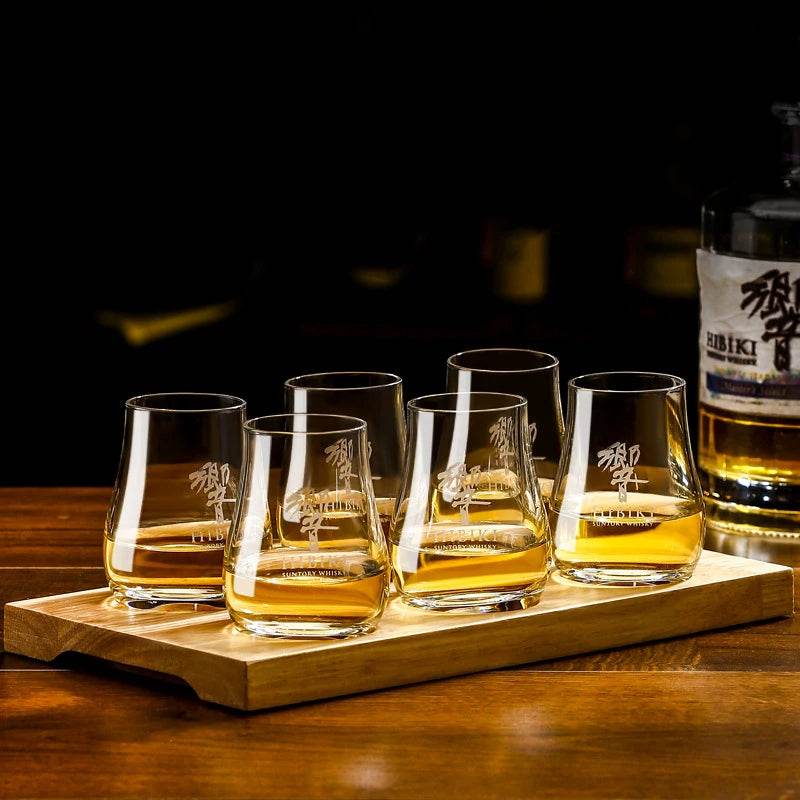 Copos de Whisky Ovalados com Bandeja de Madeira - Haustter