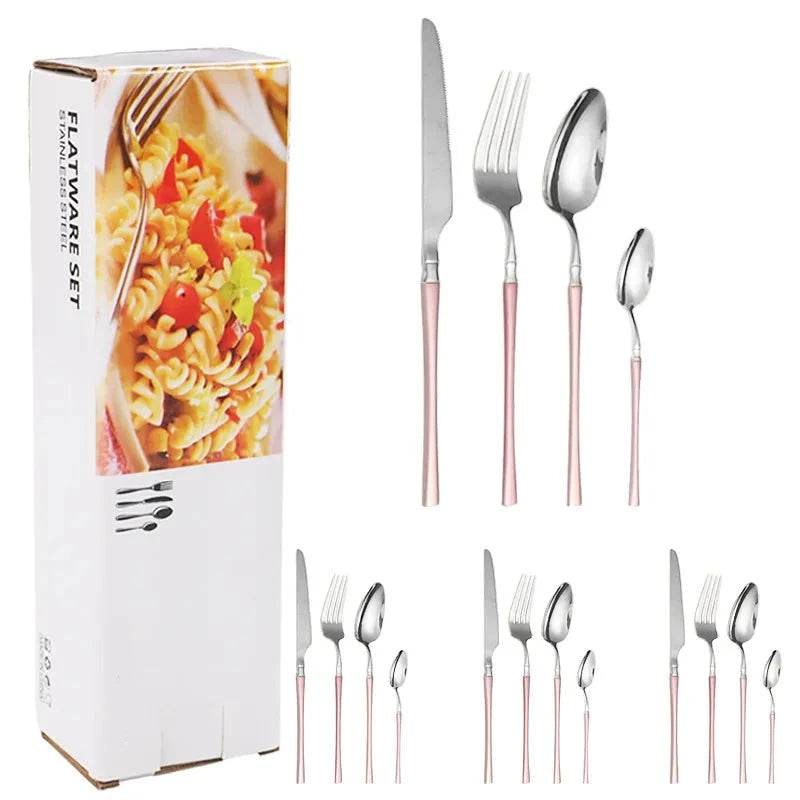 16 Talheres de Aço Inoxidável Harmonia Inox com Cabo Cores, Conjunto - Haustter