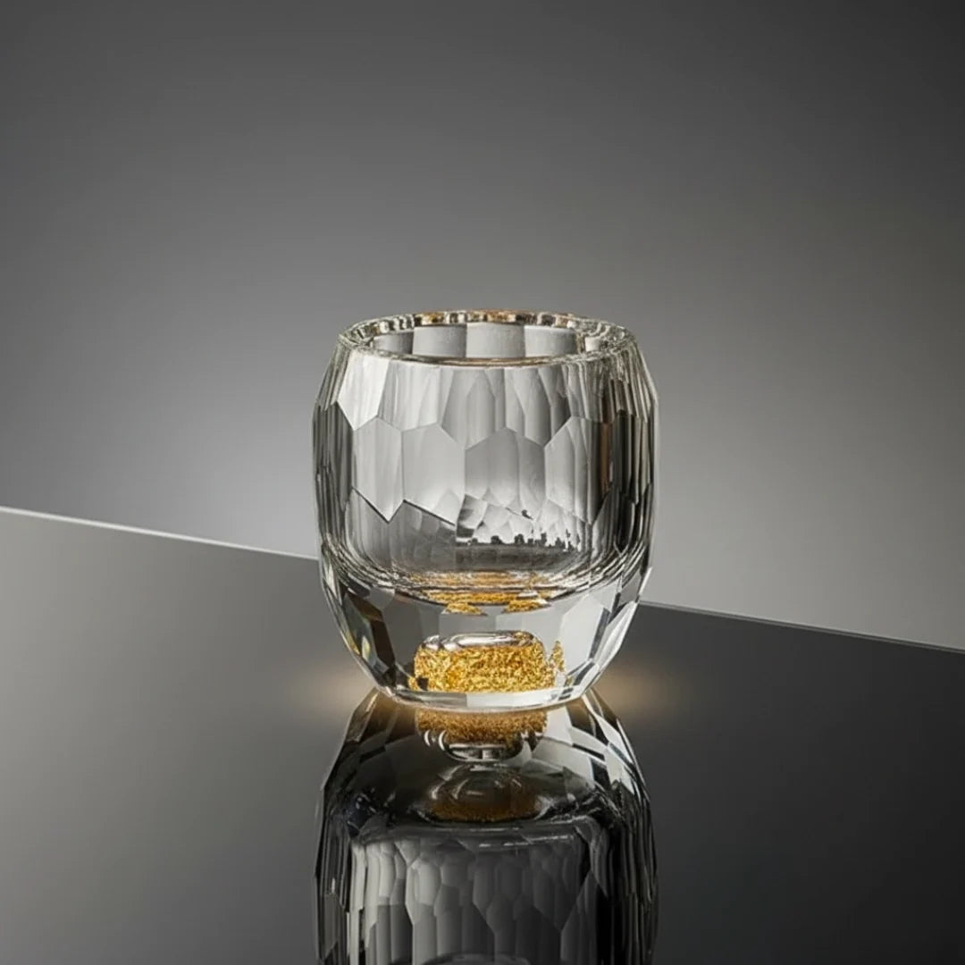 Copo Barril Diamante Luxo com Fragmentos Dourados 60ml
