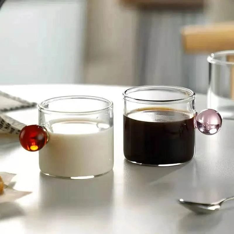 Copo para Espresso em Vidro Borossilicato com Alça Esfera 100ml