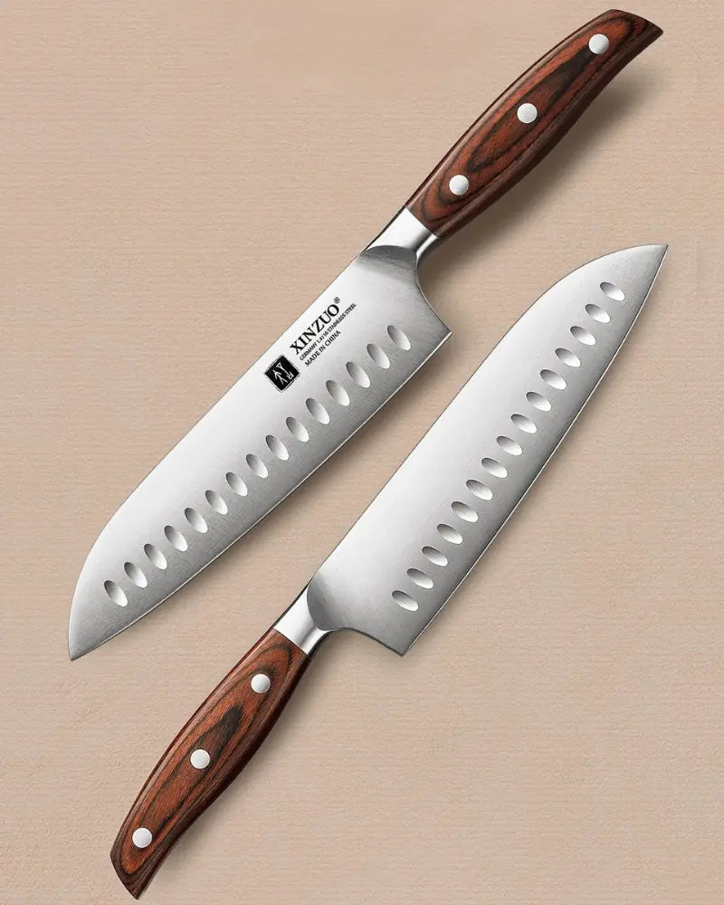 Faca Santoku 7" em Aço Inox com Cabo de Sândalo Vermelho