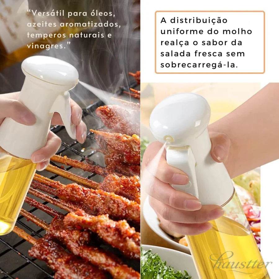 Garrafa de Óleo de Cozinha em Spray Pneumático de 200ml para Salada Fitness, Churrasco e Cozinhar, Dispensador de Óleo em Spray, Cor Preta - Haustter