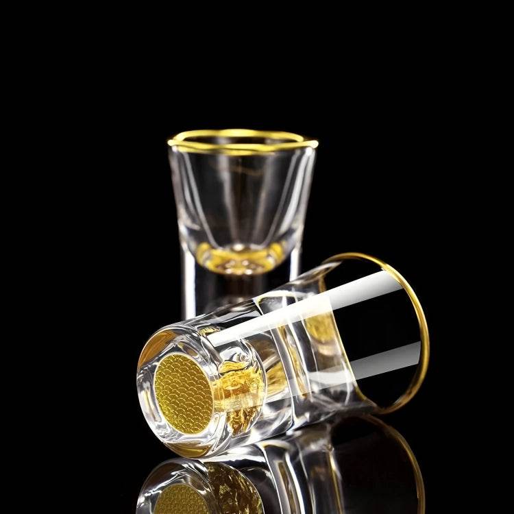 Mini Copos de Shot de Saque e Licor com Borda Dourada e Folhas Reluzentes - Haustter