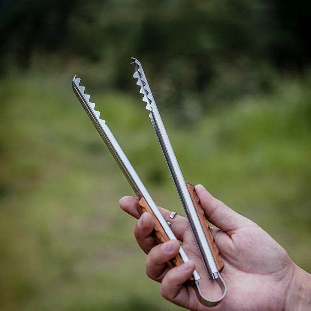 Pinça de Aço Inox com Cabo de Madeira para Churrasco - Haustter
