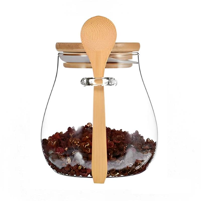 Potes de Vidro Selados + Colher de Bambu para Alimentos Nobres | Haustter