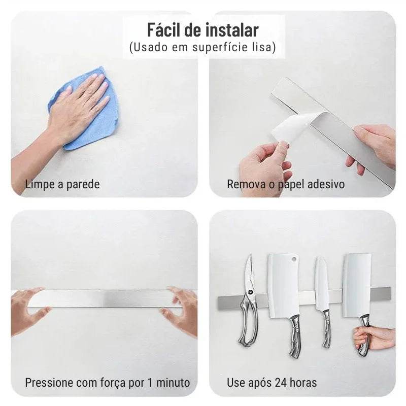 Barra Magnética em Aço Inoxidável Suporte para Organização de Facas - Haustter